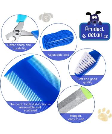 12-Piece Rabbit Grooming Kit: Nail Clipper, Trimmer, Hair Remover, Comb, Massage Brush, Toothbrush - Blue - Buy Online on SooperMarket.com