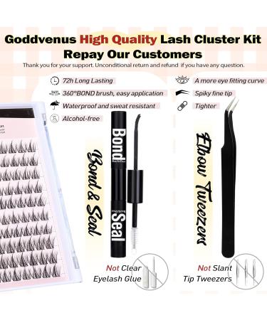 D.I.Y. Wispy D Curl Eyelash Extension Kit - 63Pcs Cluster Lashes with Waterproof Bond & Seal, Tweezers Included | Goddvenus G-manga - Buy Online on SooperMarket.com