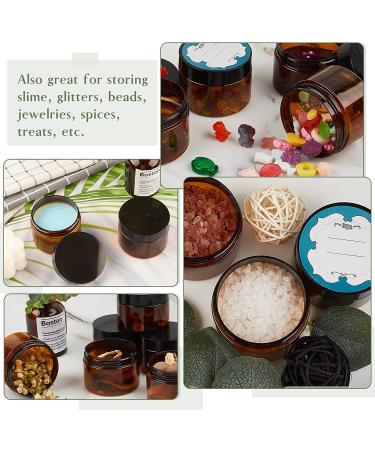 Qeirudu 4 oz Amber Plastic Jars 12 Pack - Refillable Round Brown Cosmetic Containers with Lids and Labels for Beauty Products - Buy Online on SooperMarket.com