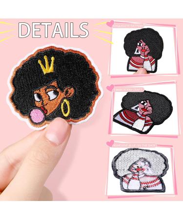 20 Black Girl Iron on Embroidered Patches - DIY Clothing Applique for Jeans, Jackets & Backpacks (Novelty Style) - Buy Online on SooperMarket.com