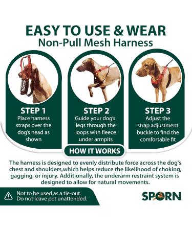 Dog Harness - No pull and No choke humane Design Non Pulling Pet Harness with Mesh vest Easy Step-in Adjustable Mesh Harness for control Red Medium by Sporn Medium Red - Buy Online on SooperMarket.com