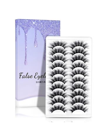 False Eyelashes  Lashes Natural Look  Soft and Delicate Artificial Mink Eyelashes  Fluffy and Reusable Eyelashes  Flexible Natural Fake Eyelashes - 10 pairs