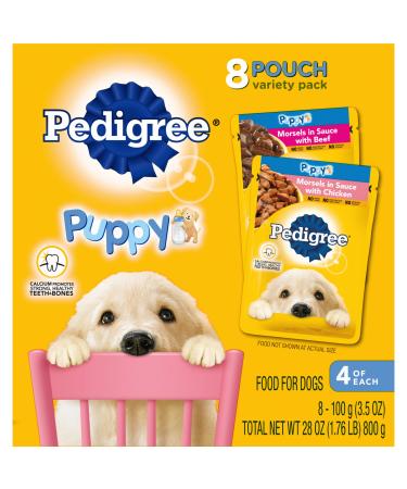 Pedigree Choice Cuts Puppy Wet Food Pouches, 3.5 oz. Chicken & Beef 8 Count (Pack of 2)