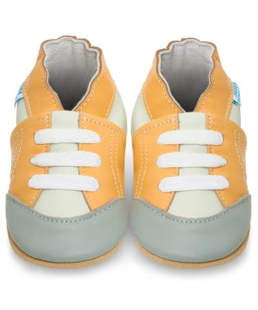 Baby Shoes with Soft Sole - Baby Girl Shoes - Baby Boy Shoes - Leather Toddler Shoes - Baby Walking Shoes 18-24 Months Yellow Trainers
