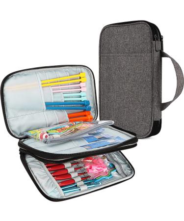 Aeelike Crochet Hook Case Large Knitting Needle Case Crochet Organizer for All Knitting Needles Crochet Hooks Interchangeable Circular Knitting Needles (Under 11) Gray (No Accessories Included) Light gray