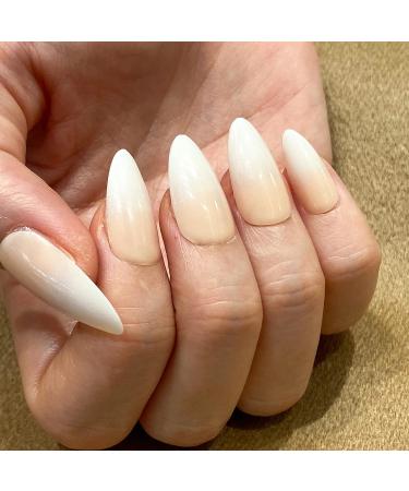 Novaly Ombre Nude Gradient French Tip False Nails - Short/Medium Almond White Pink Press On Nails Kit - Buy Online on SooperMarket.com