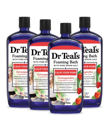 Dr Teal's Foaming Bath with Pure Epsom Salt Ashwagandha 34 fl oz (Pack of 4) (Packaging May Vary)
