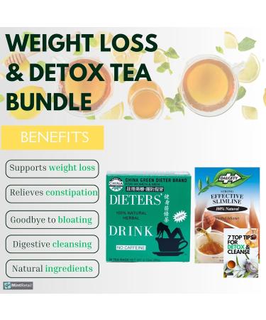 Detox Tea Bundle 48 Teabags with Dieters Drink Dieters Tea 30 teabags and Dalgety Effective Slimline Tea Herbal Infusion 18 Teabags Including Mint Retail Detox & Cleanse Guide - Buy Online on SooperMarket.com