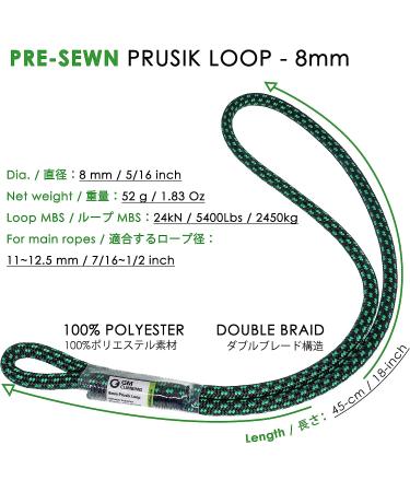 GM Climbing 8mm Black Prusik Loop Pre-Sewn - 18 Inch - Buy Online on SooperMarket.com