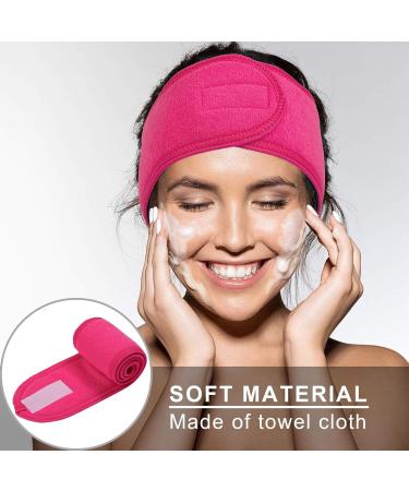 Whaline Spa Facial Headband Make Up Wrap Head Terry Cloth Headband Adjustable Towel Band for Face Washing Shower Facial Cover 3 Pieces (White Pink Rose Red) - Buy Online on SooperMarket.com
