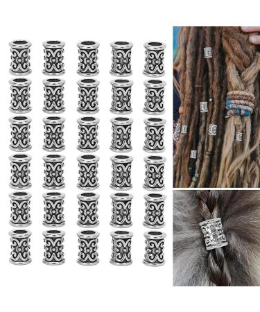 30pcs Nordic Viking Hair Pearls - Retro Alloy Braid & Dreadlock Accessories - DIY Bracelets & Necklaces - Silver - Buy Online on SooperMarket.com