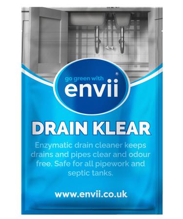 envii Drain Klear - Natural Enzymatic Kitchen Sink Drain Unblocker & Cleaner - Clears Clogged Drains & Pipes - Dissolves Hair & Other Blockages 6 Tablets