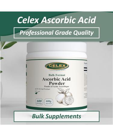 CELEX Bulk Format Ascorbic Acid Powder 600g NET WT 600 Servings | 100% Pure Form of Vitamin C | Immune Support - Buy Online on SooperMarket.com