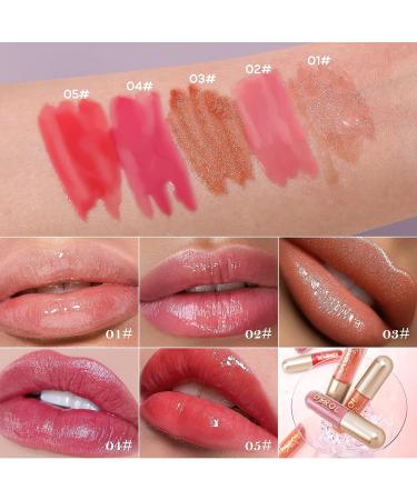 Skynest Derol Lip Plumper Gloss Set - 5pcs Tinted Lip Gloss with Glitter | Lip Care Serum for Moisturizing and Reducing Fine Lines - Buy Online on SooperMarket.com