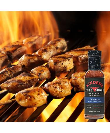Kinder's Zero Sugar Teriyaki Marinade & Sauce with Sesame and Ginger - Sweet & Savory Dip for Meat, Seafood & Veggies - 2 Bottles (14oz) - Buy Online on SooperMarket.com