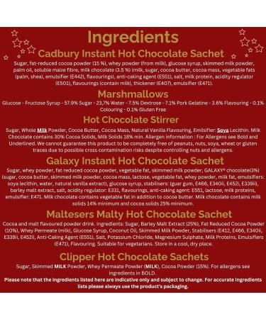 Deluxe Hot Chocolate Gift Set with 6 Variety Pack - Cadbury, Galaxy, Clipper, Maltesers - Includes Mini Marshmallows and Chocolate Spoon - Buy Online on SooperMarket.com