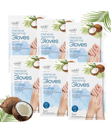 New Epielle Intensive Repairing Gloves (6 Pack) for Repairing Dry and Cracked Hands | Coconut Oil + Milk Extract + Hyaluronic Acid, Beauty Gifts | Skincare Gifts | New Years Gifts STOCKING STUFFERS!!