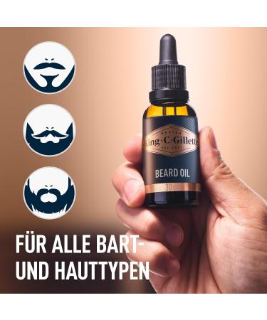 King C. Gillette Beard Oil (30 ml) - Natural Argan Jojoba Avocado Macadamia & Almond Oils | Premium Men's Beard Care Gift - Buy Online on SooperMarket.com