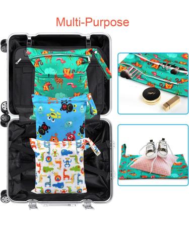 Ballery 3 Pcs Wet Dry Bag Set | Waterproof Reusable Nappy Cloth Diaper Travel Bag with Handle and Zipper Pockets - Ideal for Baby, Beach, Pool, Gym - Buy Online on SooperMarket.com