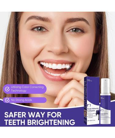 Purple Teeth Whitening Toothpaste for Adults - Stain Removal & Colour Corrector - Gentle Formula - 30ml - Buy Online on SooperMarket.com