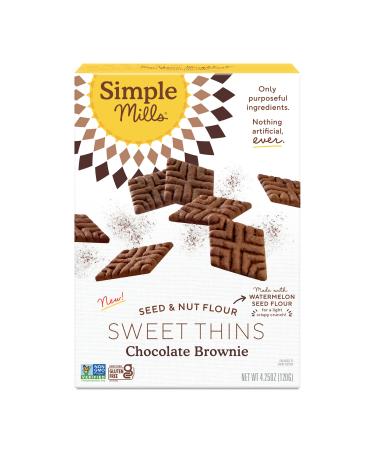 Simple Mills Chocolate Brownie Seed & Nut Flour Sweet Thins Paleo Friendly & Delicious Sweet Thin Cookies Good for Snacks Nutrient Dense 4.25 oz Pack of 1