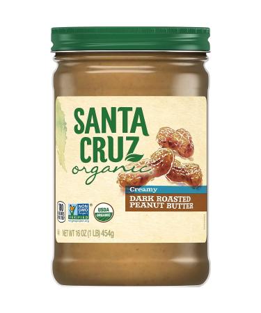 Santa Cruz Organic Dark Roasted Creamy Peanut Butter, 16 Ounce (Pack of 6)