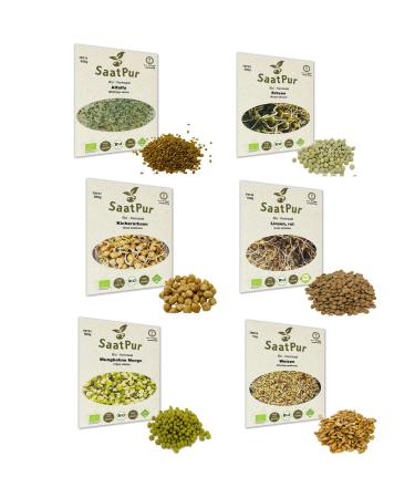 2.6 kg organic germs mixed -6 varieties Mix -germ seed seeds for the sprouting breeding 250g peas 500 g chickpeas 100 g lenses 250 g alfalfa 500 g mung beans 1 kg wheat sprouts microgreen microgr n