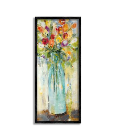 Stupell Industries Rustic Spring Bouquet Abstract Organic Shapes Design by Jill Martin Black Framed Wall Art 13 x 30 Multi-Color