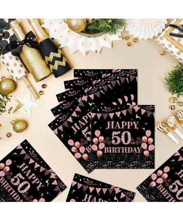 40 Ros gold Napkin Set | 50th Birthday Party Paper Napkins 33x33cm | Perfect for Stylish Celebrations - Buy Online on SooperMarket.com