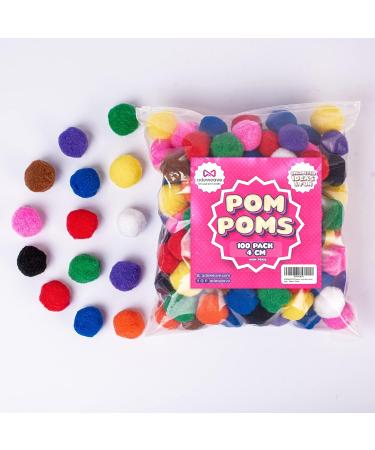 Adeweave 1.5 Inch 100 Pom Poms - Multicolor Soft and Fluffy Craft Pompoms in Assorted Colors - Buy Online on SooperMarket.com