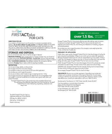 TevraPet FirstAct Plus Flea and Tick Prevention for Cats 1.5 lbs and Over | Waterproof | Fast Acting Treatment | 3 Doses - Buy Online on SooperMarket.com