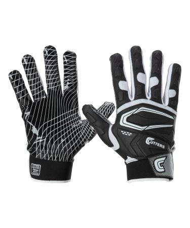 Cutters Gameday football glove recipient gloves ultra sticky grip youth and adult sizes (1 pair) adult - l/xl black