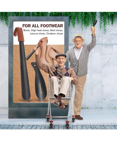 ZOMAKE Metal Shoe Horn Long Handle for Seniors - Set of 2 | Travel Shoe Horn for Kids - 7.5 & 16.5 Sizes - Buy Online on SooperMarket.com