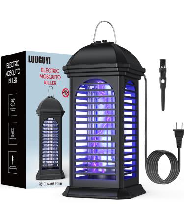 Electric Bug Zapper Indoor & Outdoor LUUGUYI 360 UV Mosquito Zappers Killer 4000V Electric Insect Fly Zapper Mosquito Trap No Odor & Chemicals Mosquito Lamp Bulb Black
