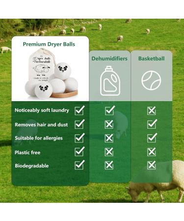 Maisitoo 100% Wool Dryer Balls - Natural Fabric Softener Reduces Wrinkles Antistatic 6 Reusable Tumble Dryer Balls for Faster Drying - Buy Online on SooperMarket.com