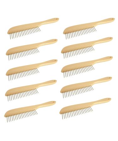 GWS Premium dog comb made of beech wood |Stable fur brush with 20 nickel -plated steel nails including eyelet for hanging 10 pack 10 pieces