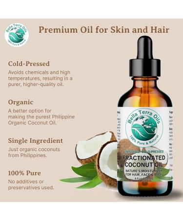 Bella Terra Oils - Organic Fractionated Coconut Oil 2 oz | Pure MCT Oil for Silky Skin | Ideal for Skincare & Haircare - Buy Online on SooperMarket.com