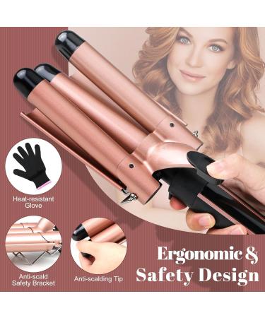 5-in-1 Curling Iron Set - Dual Voltage Interchangeable Curling Wand with 3 Barrel Crimper & 4 Curling Irons - LED Temp Control for All Hair Types - Includes Glove & Clips - Buy Online on SooperMarket.com