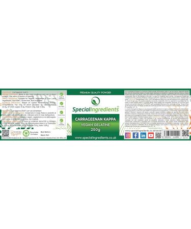 Special Ingredients Carrageenan Kappa 250g Premium Quality Suitable for Vegans Vegetarians & Ovo- Lacto Vegetarians Non-GMO Gluten-free Non-irradiated Recyclable Plastic Container - Buy Online on SooperMarket.com