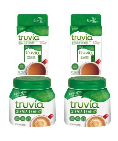 Stevia Sweetener Bundle of 2X Truvia Sweetener Jar 270g and 2X Truvia Sweetener - Tablets 100s | Bundle by Hubsidia