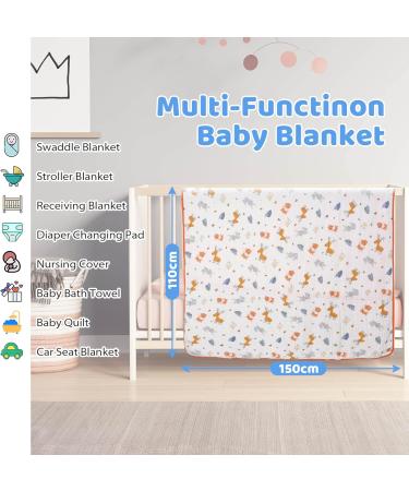 Miracle Baby Muslin Swaddle Blanket Cotton Summer | 110x150cm | Boys Girls Animal Print | Two Layers - Buy Online on SooperMarket.com