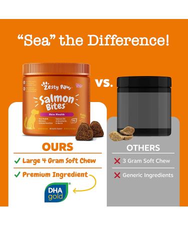 Zesty Paws Salmon Bites â€“ Skin & Coat Chews for Dogs | 90 Soft Chews, All Ages - Buy Online on SooperMarket.com