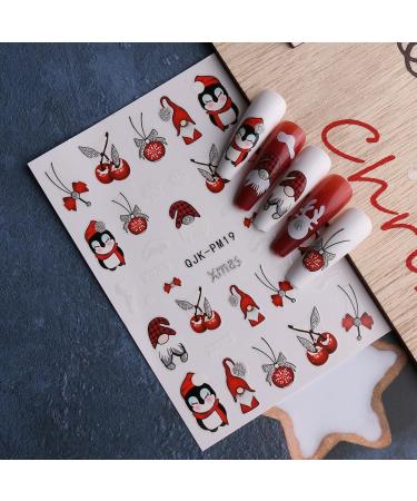 JMEOWIO Glitter Christmas Nail Stickers - 10 Sheets Snowflake Xmas Winter Holiday Deer Design Decals for Nail Art - Buy Online on SooperMarket.com