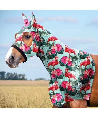 Harrison Howard Soft Fleece Trim Stretchy All-covered Comfortable horse head hood with zipper-chic flamingo m piston (medium) chic flamingo