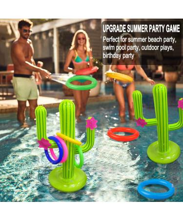 UNIME Inflatable Cactus Ring Toss Game Set Target Toss Floating Swimming Ring Toss Includes Inflatable Cactus 4 Color Rings for Fiesta Party Accessories Hawaiian Pool Beach Party Decoration Supplies - Buy Online on SooperMarket.com