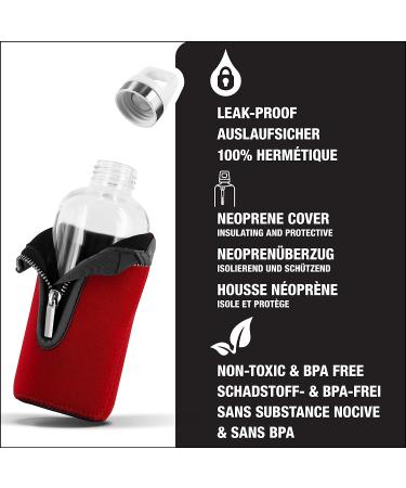 SIGG Glass Water Bottle Stella Red 17 oz - Leakproof with Neoprene Pouch - BPA Free & Dishwasher Safe - Eco-friendly Recycled Glass - Buy Online on SooperMarket.com