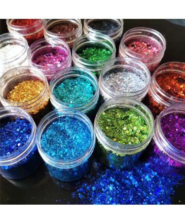 Veroa 12 Colors Chunky Glitter Set for Face, Body, and Hair - Festivals, Parties, Raves - Bright Festive Accessories (5g*12PCS) - Buy Online on SooperMarket.com