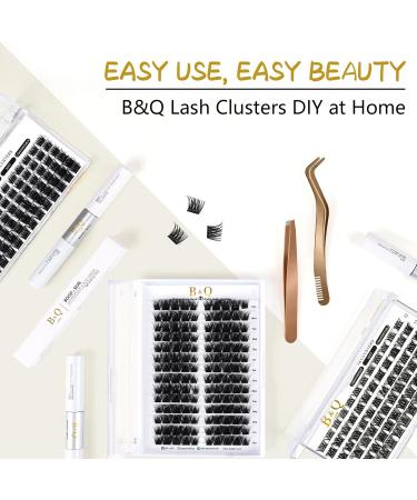 Cluster Lashes D Curl 14mm 72 Clusters B&Q - Volume Eyelash Clusters for DIY Lash Extensions - Soft Wispy Cluster Eyelash Extensions at Home - Buy Online on SooperMarket.com