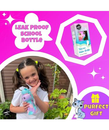 FunKitZ by AToZ UK Cat Shaped Water Bottle for Girls - BPA Free 500ml Silicone - Rainbow Design, Drop Resistant - Back to School Gift - Buy Online on SooperMarket.com