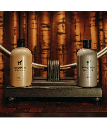 Pete & Pedro Gold & Silver Body Wash Set - Premium Men's Leather & Cool Water Scented Bodywashes with Loofah - 12 oz. Each - Buy Online on SooperMarket.com